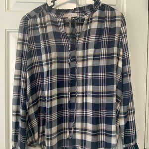 Loft Plaid Blouse - SMALL